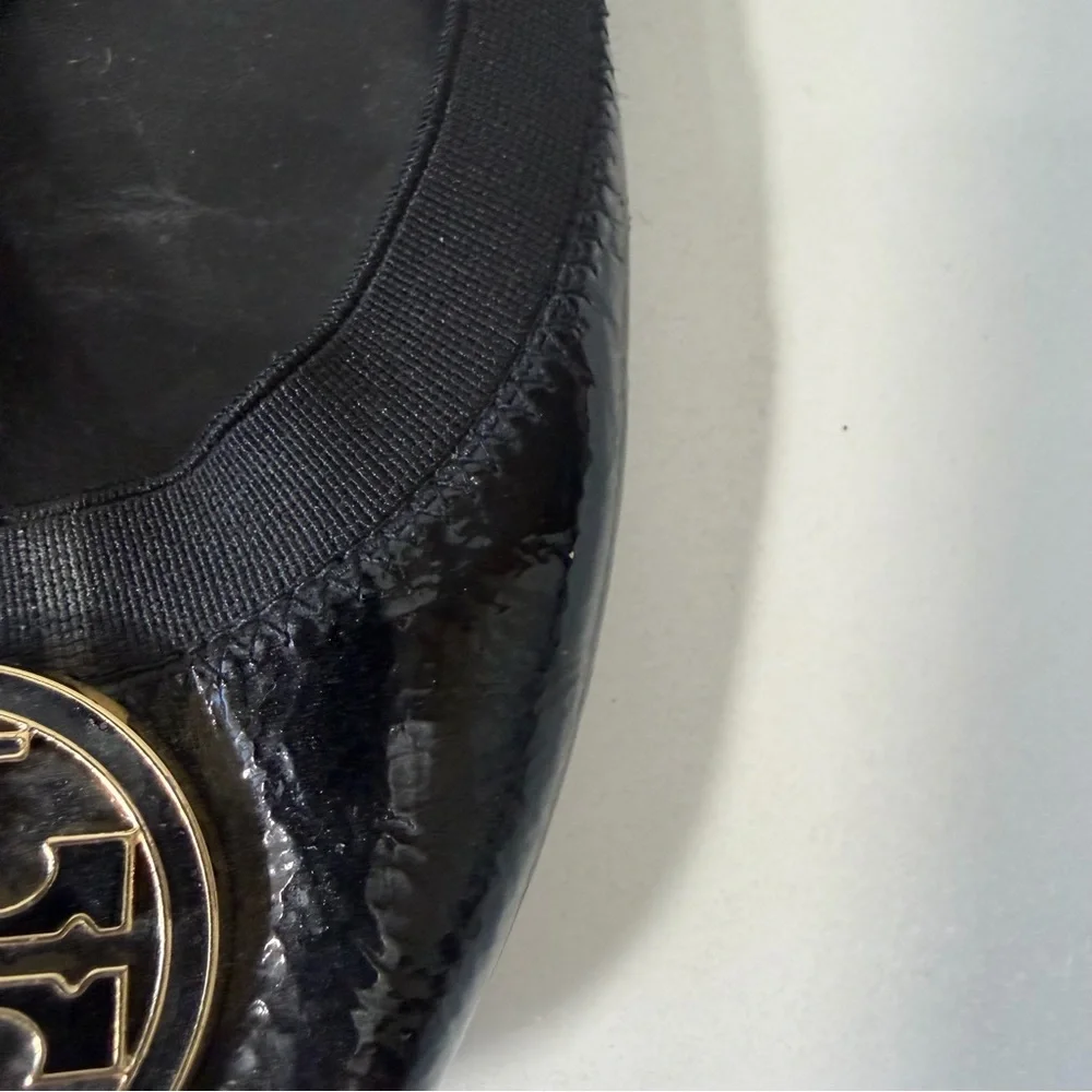 Tory Burch Caroline Ballet Flats Black Patent Leather Size 9